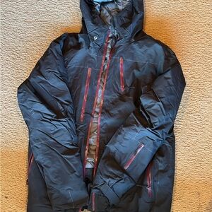 Black Ski Jacket with Red Accents and Hood